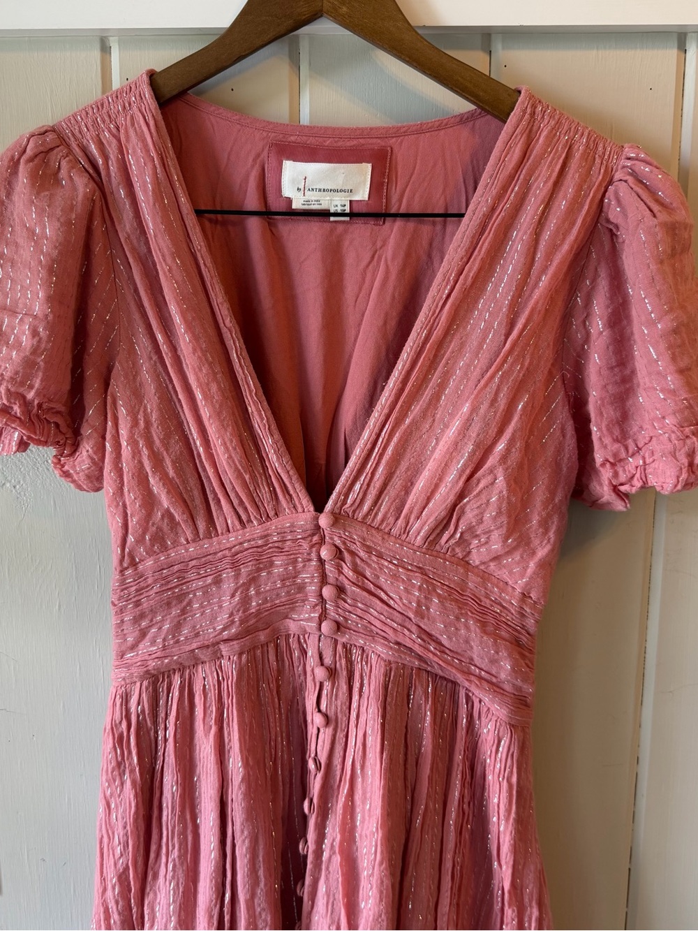 Anthropologie Dusty Rose Maxi Dress with Button Front - Picture 3 of 11